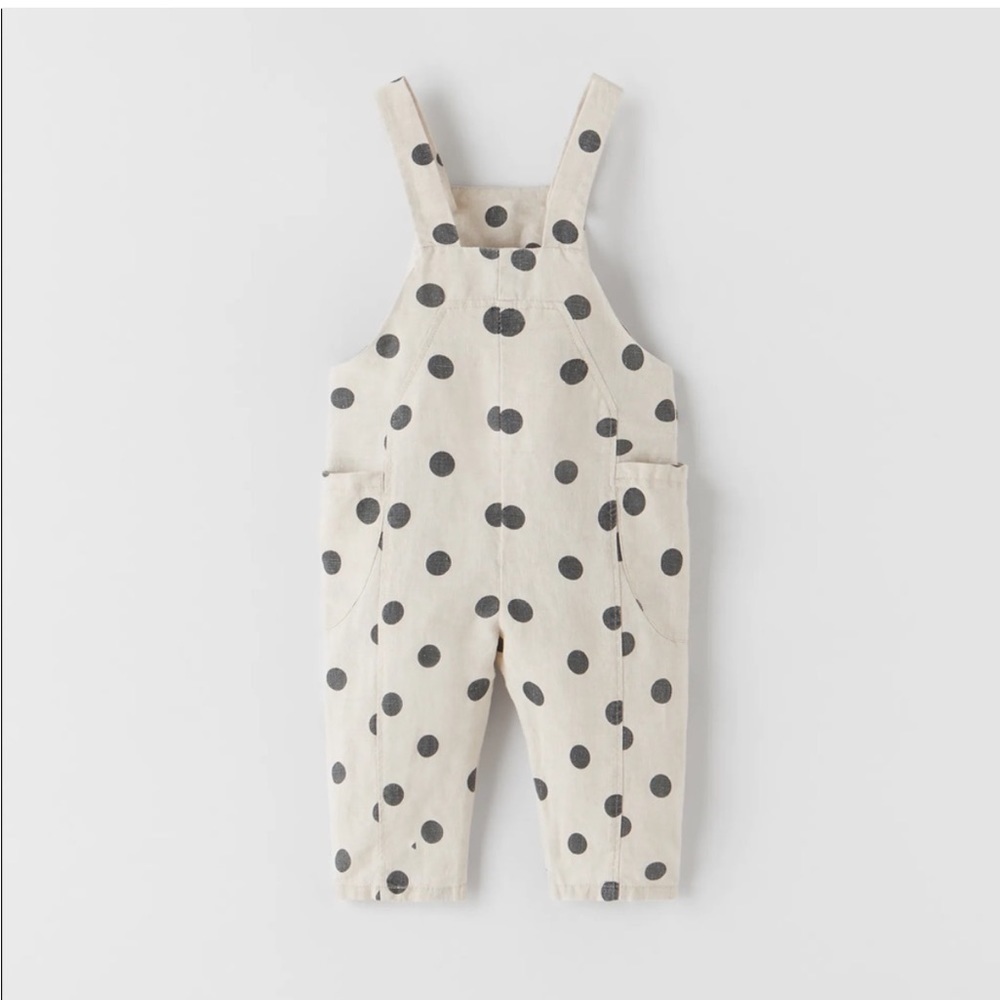 ZARA KIDS POLKA DOT LINEN JUMPSUIT 2/3Y - Picture 2 of 6